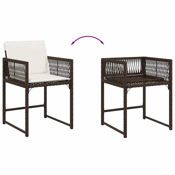 vidaXL havestole 4 stk. med hynder polyrattan brun