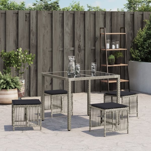 vidaXL haveskamler 4 stk. med hynder 41x41x36 cm polyrattan lysegrå