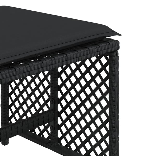 vidaXL haveskammel med hynder 4 stk. 41x41x36 cm polyrattan sort