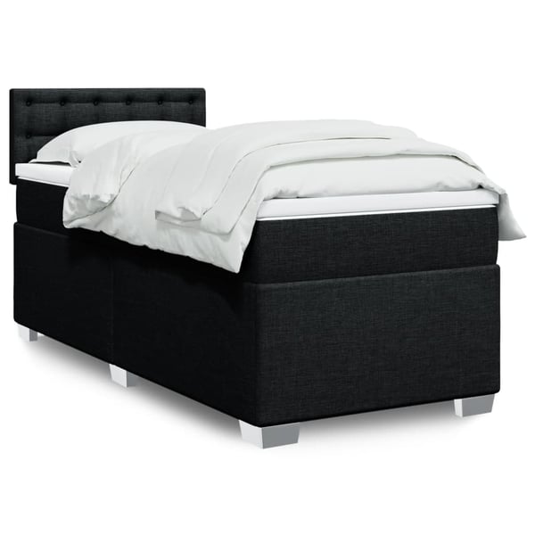 vidaXL kontinentalseng med madras 90x190 cm stof sort