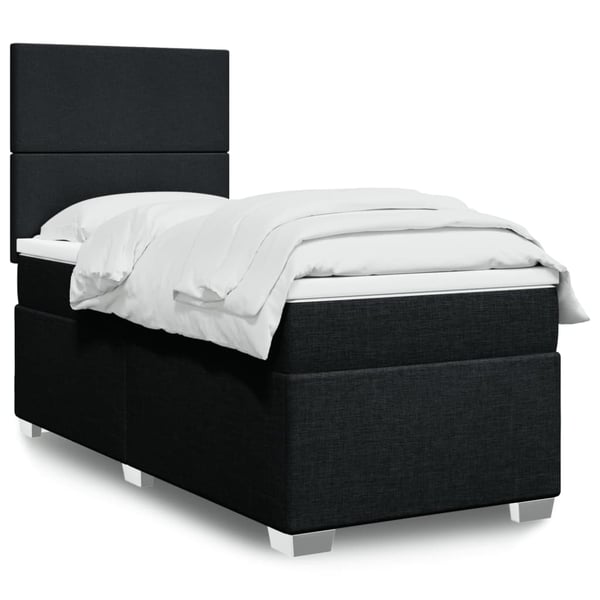 vidaXL kontinentalseng med madras 90x200 cm stof sort
