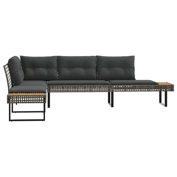 vidaXL L-formet havesofa med hynder polyrattan og akacietræ grå