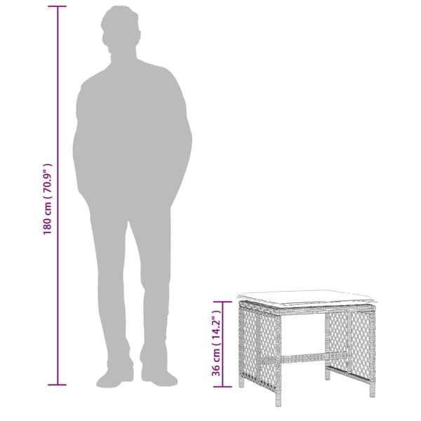 vidaXL haveskamler 4 stk. med hynder 41x41x36 cm polyrattan lysegrå