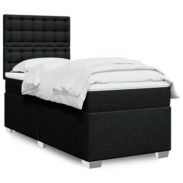 vidaXL kontinentalseng med madras 90x190 cm stof sort