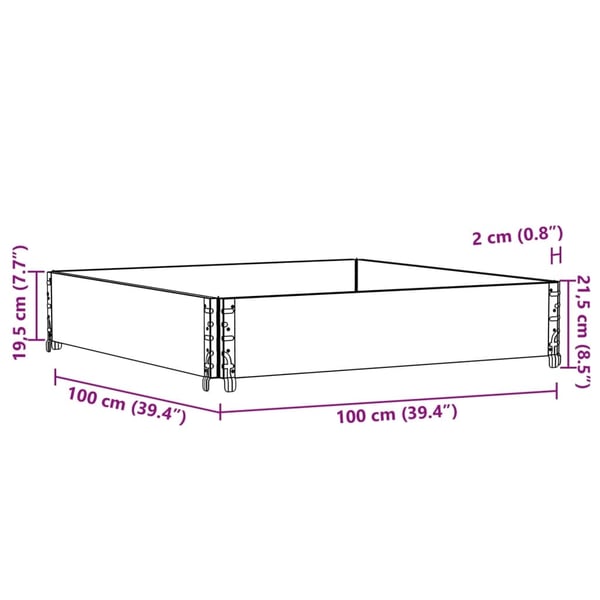 vidaXL Plantekasse brun 100x100 cm heltre furu