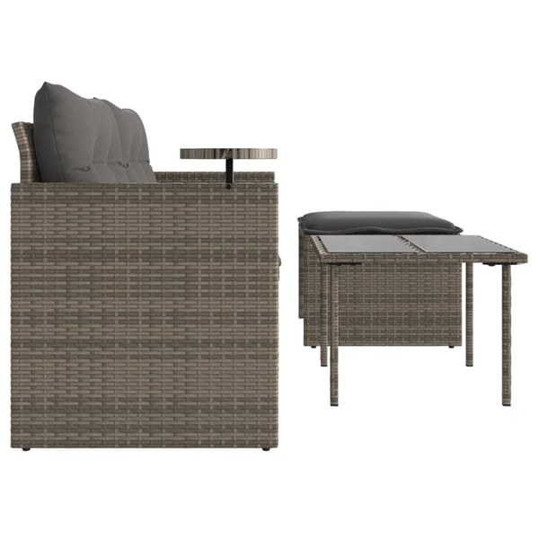 vidaXL havesofasæt 3 dele med hynder polyrattan grå