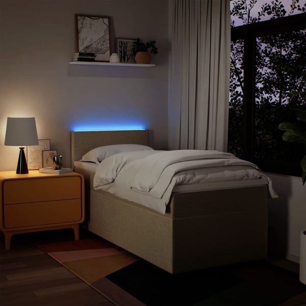 vidaXL kontinentalseng med madras 90x190 cm stof cremefarvet