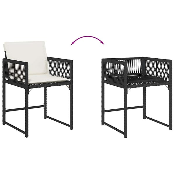 vidaXL havestole med hynder 4 stk. polyrattan sort
