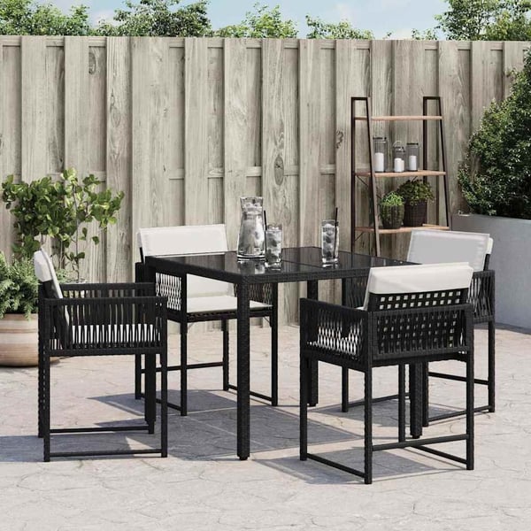 vidaXL havestole med hynder 4 stk. polyrattan sort