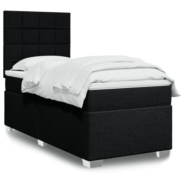vidaXL kontinentalseng med madras 100x200 cm stof sort