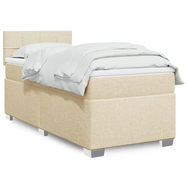 vidaXL kontinentalseng med madras 90x190 cm stof cremefarvet
