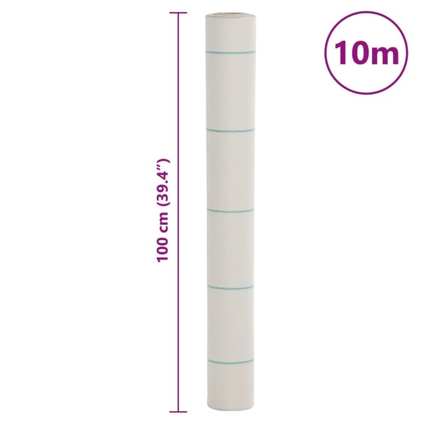 vidaXL Kontrollmatte for ugress hvit 1x10 m PP