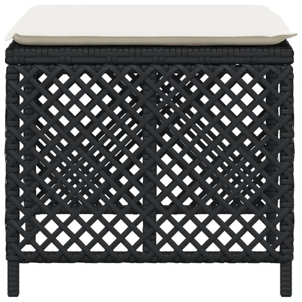 vidaXL haveskammel med hynder 4 stk. 41x41x36 cm polyrattan sort