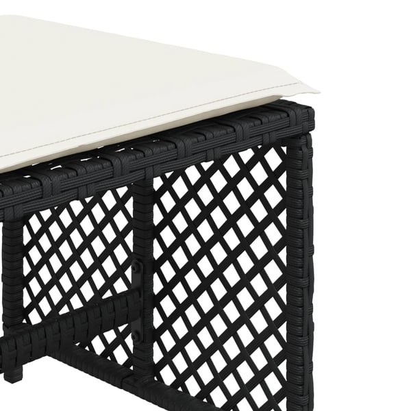 vidaXL haveskammel med hynder 4 stk. 41x41x36 cm polyrattan sort