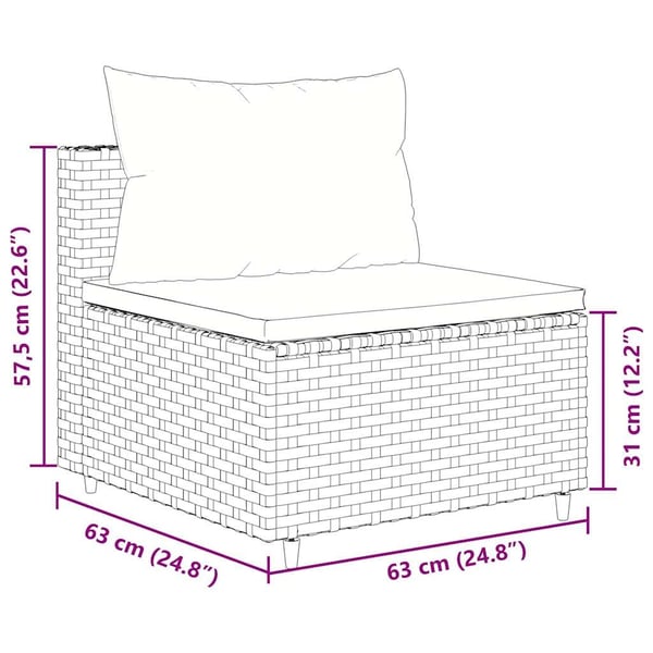 vidaXL loungesæt til haven 7 dele med hynder polyrattan grå