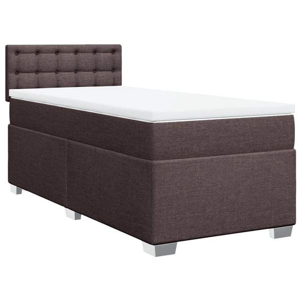 vidaXL Ramsäng med madrass mörkbrun 90x190 cm tyg