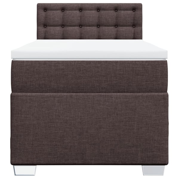 vidaXL Ramsäng med madrass mörkbrun 90x190 cm tyg