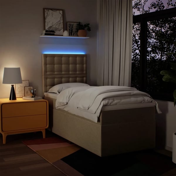 vidaXL kontinentalseng med madras 90x200 cm stof cremefarvet