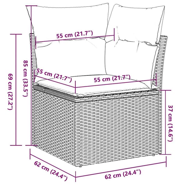 vidaXL hjørnemodul til havesofa med hynder polyrattan lysegrå