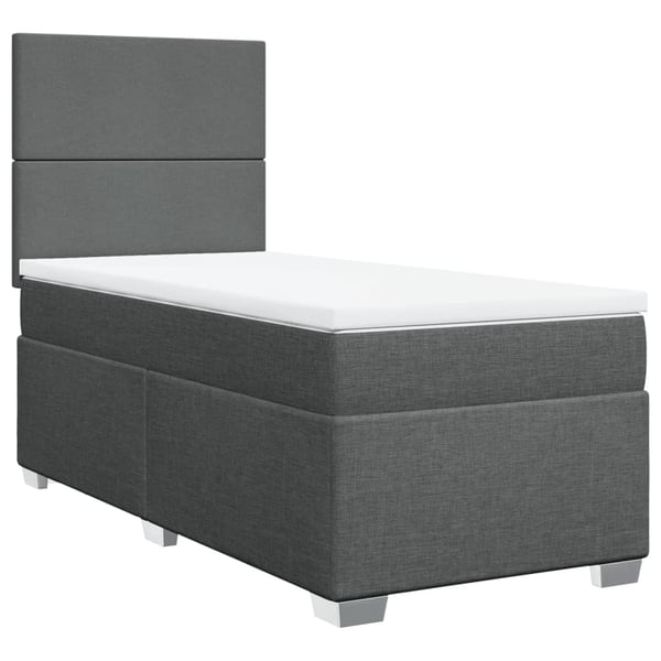 vidaXL Ramsäng med madrass mörkgrå 90x200 cm tyg