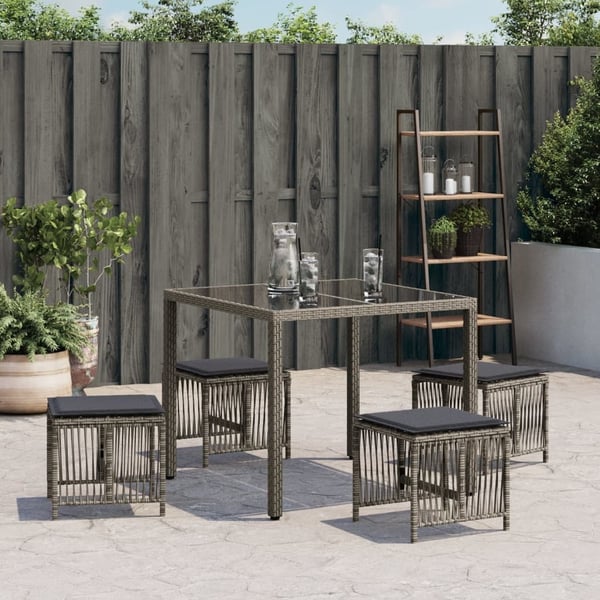 vidaXL haveskamler 4 stk. med hynder 41x41x36 cm polyrattan grå