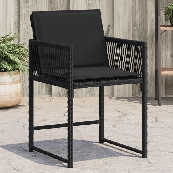 vidaXL havestole med hynder 4 stk. polyrattan sort