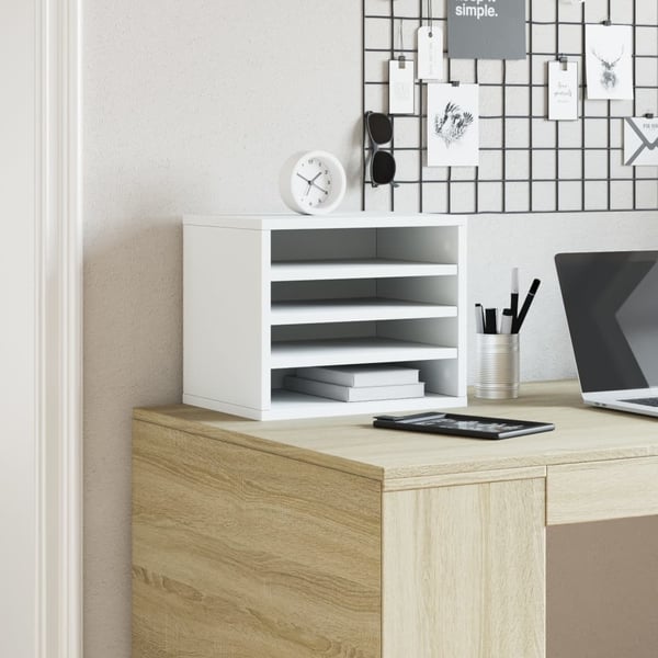 vidaXL Hylle til skrivebord hvit 36x26x29,5 cm konstruert tre
