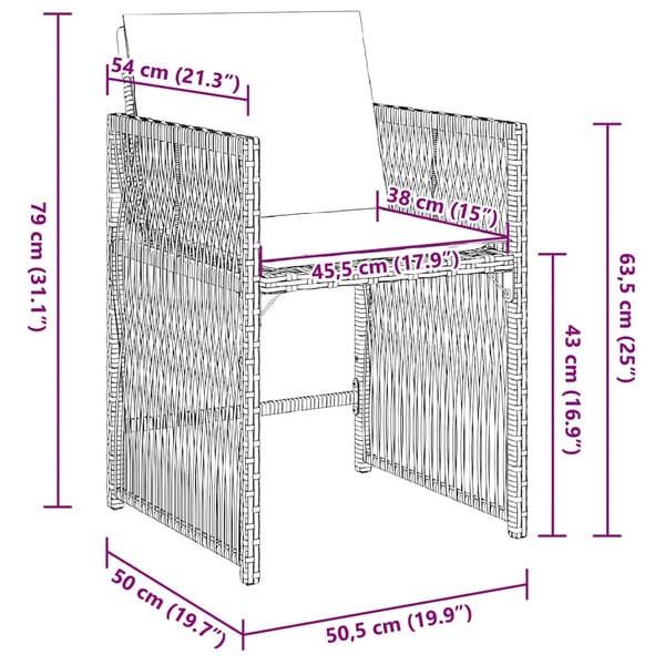 vidaXL havestole med hynder 4 stk. polyrattan sort