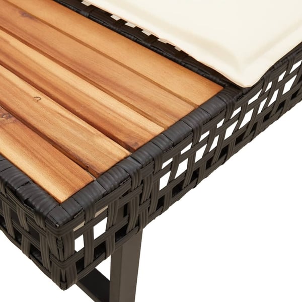 vidaXL L-formet havesofa med hynder polyrattan og akacietræ sort