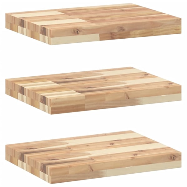 vidaXL Flytende hyller 3 stk 60x30x4 cm ubehandlet heltre akasie