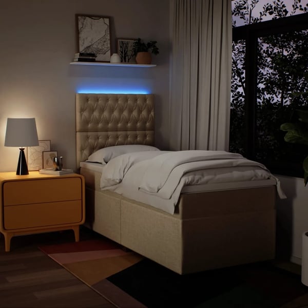 vidaXL kontinentalseng med madras 90x190 cm stof cremefarvet