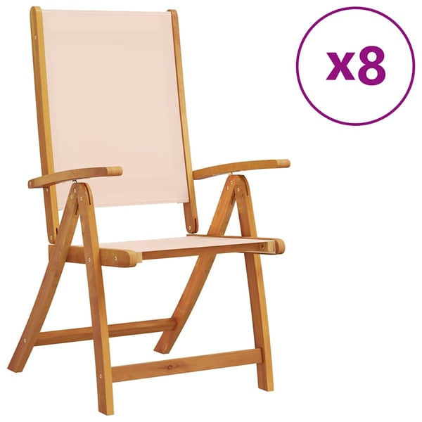 vidaXL Sammenleggbare stoler 8 stk heltre akasie og textilene