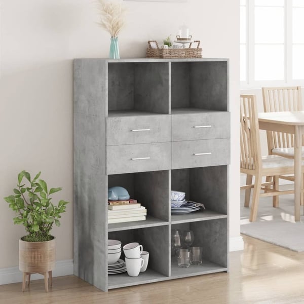 vidaXL Hylle betonggrå 80x42,5x124 cm konstruert tre