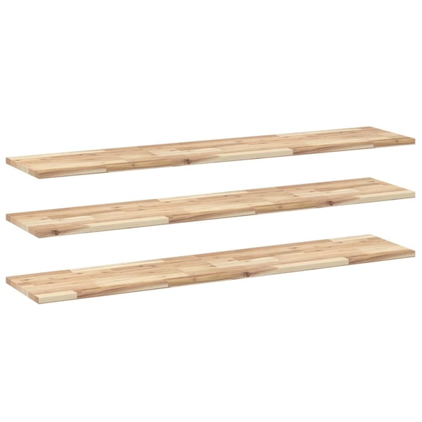 vidaXL Svävande hyllor 3 st 120x30x2 cm obehandlat massivt akaciaträ