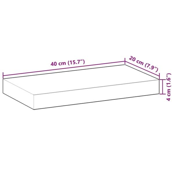 vidaXL Flytende hyller 2 stk 40x20x4 cm ubehandlet heltre akasie
