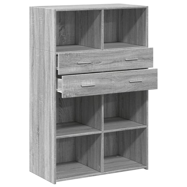vidaXL Hylle grå sonoma 80x42,5x124 cm konstruert tre