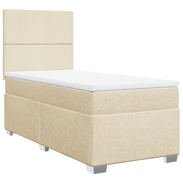 vidaXL kontinentalseng med madras 100x200 cm stof cremefarvet