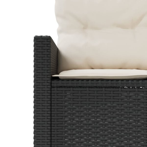 vidaXL havesofa med hynder halvrund polyrattan sort
