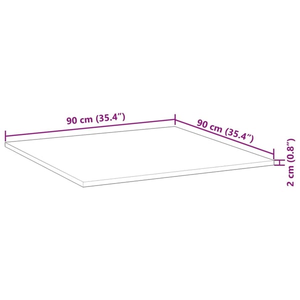 vidaXL Bordplate firkantet 90x90x2 cm heltre akasie