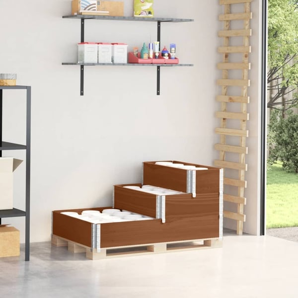 vidaXL Høybed 3 trinn brun 120x80 cm heltre furu