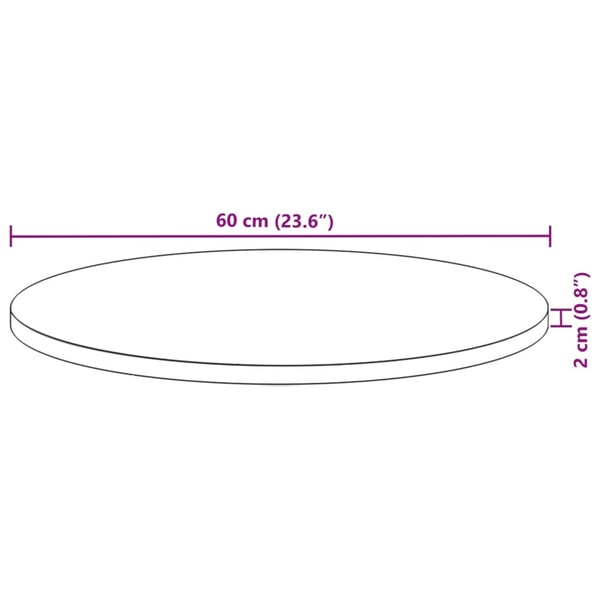 vidaXL Bordplate rund Ø60x2 cm heltre akasie