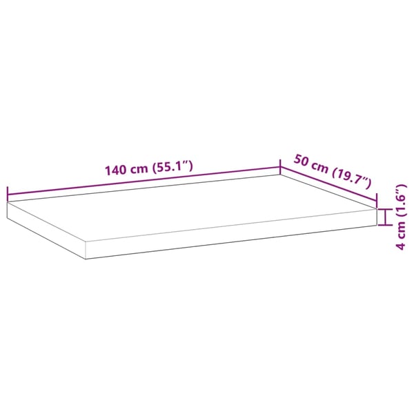vidaXL Bordplate rektangulær 140x50x4 cm heltre akasie