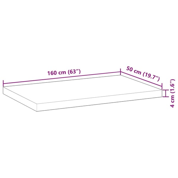 vidaXL Bordplate rektangulær 160x50x4 cm heltre akasie