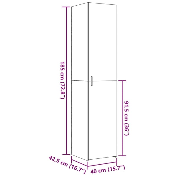 vidaXL Hylle røkt eik 40x42,5x185 cm konstruert tre