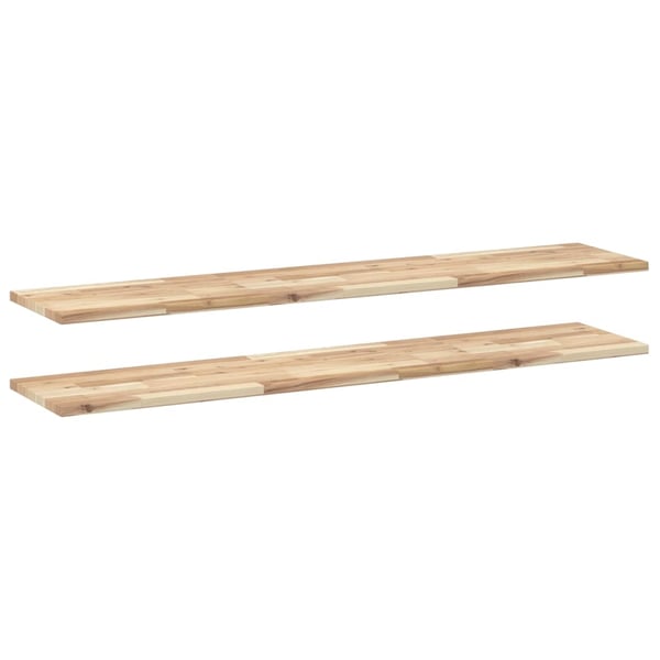 vidaXL Svävande hyllor 2 st 140x30x2 cm obehandlat massivt akaciaträ