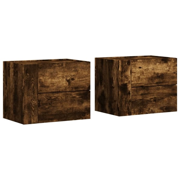 vidaXL Veggmonterte nattbord 2 stk røkt eik 45x30x35 cm