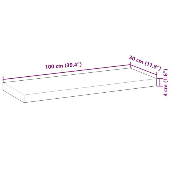 vidaXL Flytende hyller 2 stk 100x30x4 cm ubehandlet heltre akasie