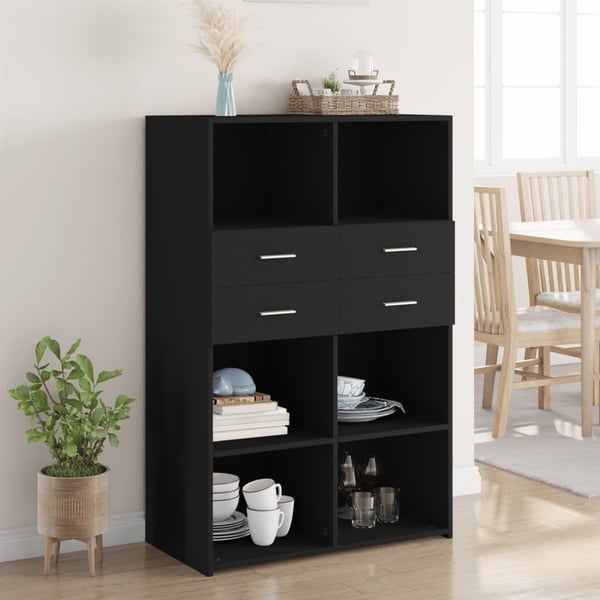 vidaXL Hylle svart 80x42,5x124 cm konstruert tre
