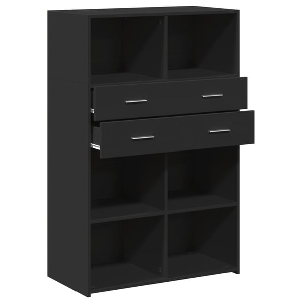 vidaXL Hylle svart 80x42,5x124 cm konstruert tre