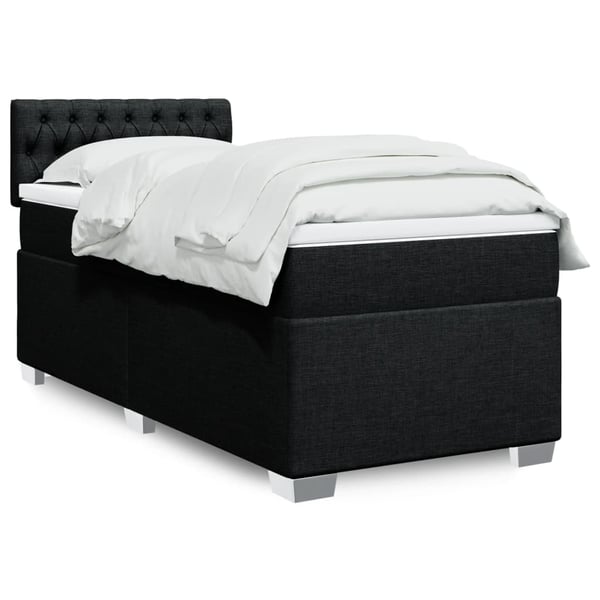 vidaXL kontinentalseng med madras 90x200 cm stof sort